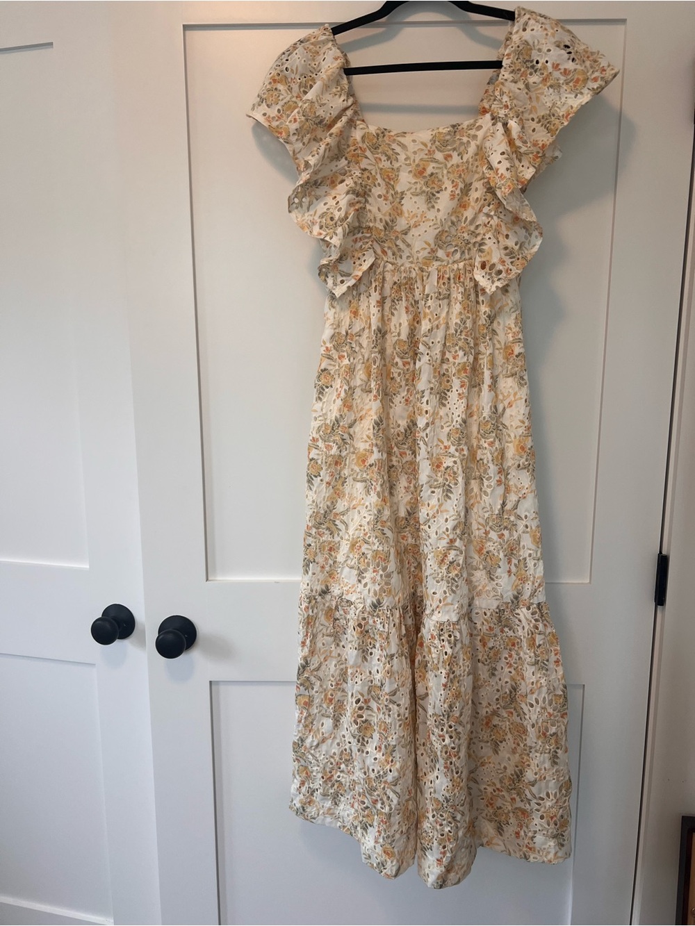 En Saison Cream and Yellow Floral Ruffle Maxi Dress